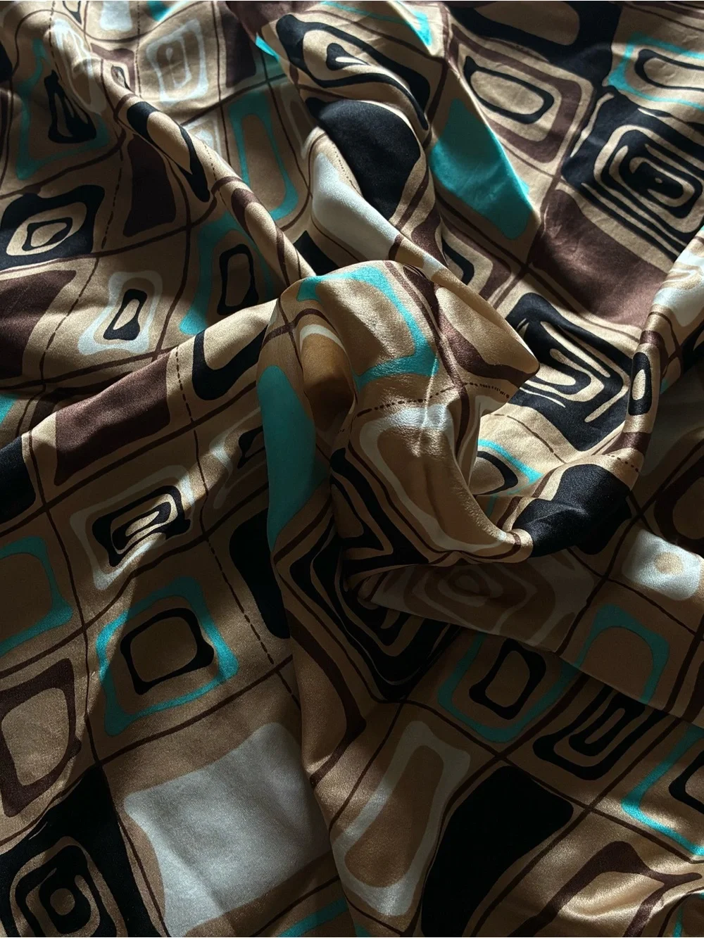 Vintage Silk Abstract Scarf